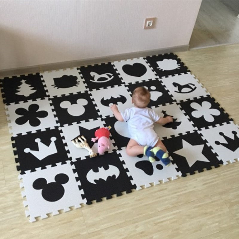 Marjinaa EVA 10pcs/pack Baby And Children Play Floor Mat Environme numbers/Mickey foam mat Black&White pad floor for baby games